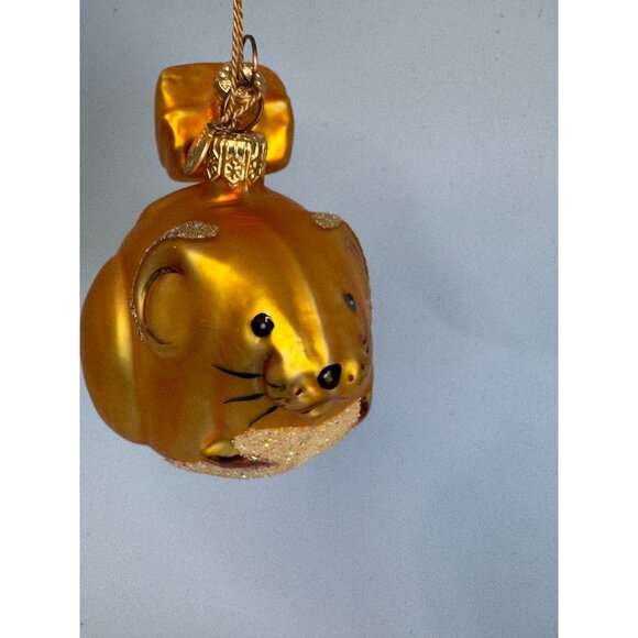 Dept 56 Blown Glass Mouse & Cheese Ornament Gold 3 1/4" Long Holiday Decor Colle - Picture 3 of 6